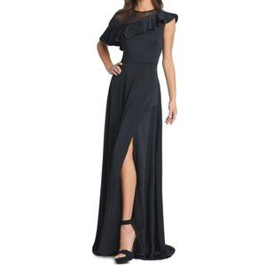 IEENA FOR MAC DUGGAL Illusion Ruffle A-line Gown